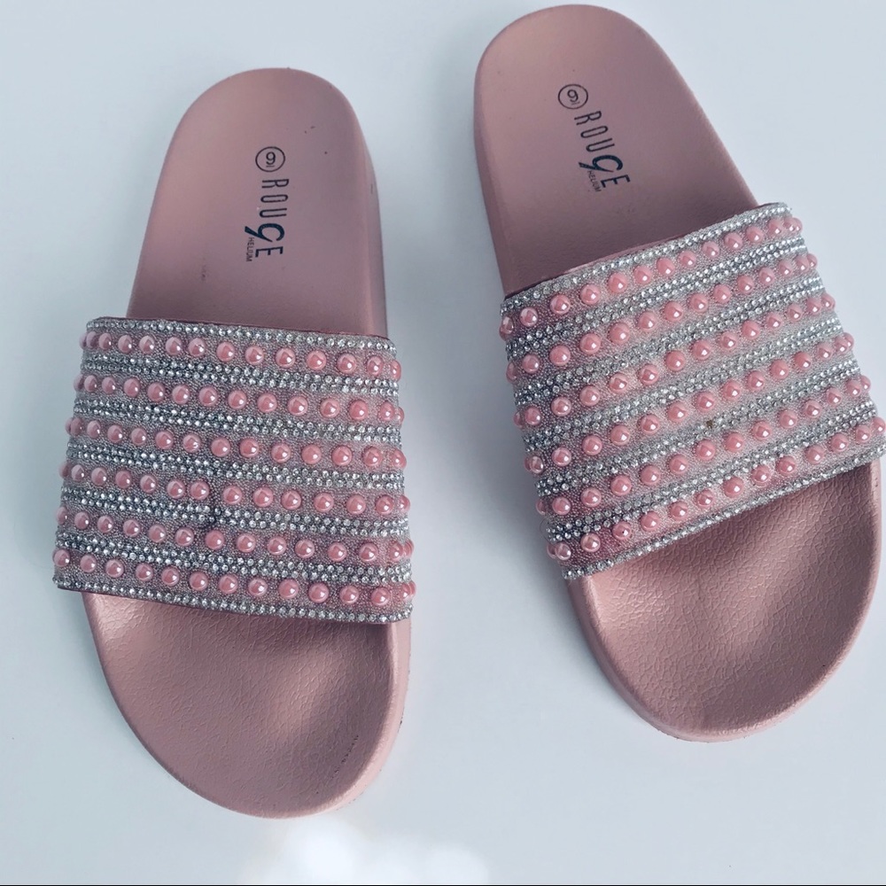 ROUGE HELIUM, SLIDE FLATS SANDALS STAMPS, PEARL 9